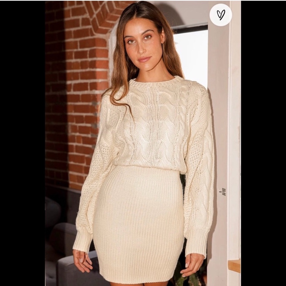 Lulus cable knit sweater dress in Cream White